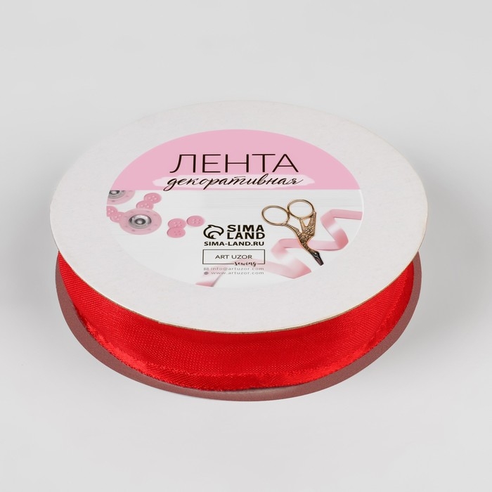 Лента декоративная, капроновая/атласная, 20 мм, 18 ± 1 м, цвет красный Лента декоративная, капроновая/атласная, 20 мм, 18 ± 1 м, цвет красный