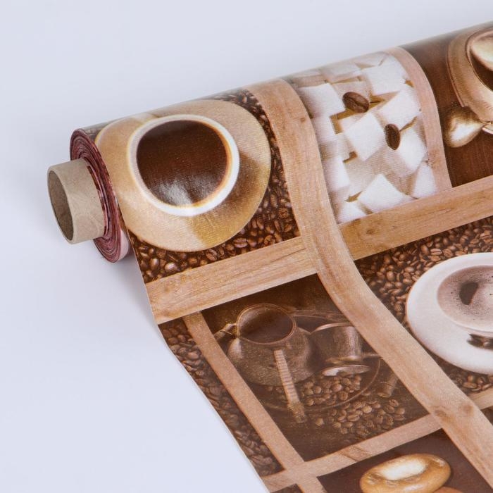 Клеёнка столовая на нетканой основе «Кофе», ширина 125 см, рулон 25 м