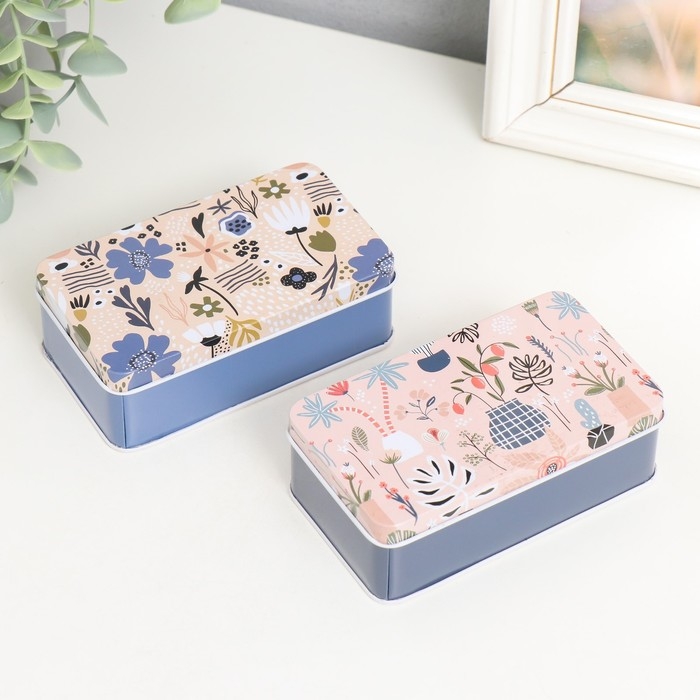 Шкатулка металл прямоугольная Шкатулка металл прямоугольная "Цветочная полянка" МИКС 4х11,5х6,5 см