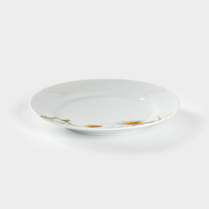 Тарелка фарфоровая «Ромашка», d=17 см, цвет белый Тарелка фарфоровая «Ромашка», d=17 см, цвет белый