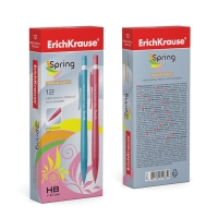 Карандаш механический с ластиком ErichKrause "Spring", НВ, грифель d=0.7 мм, в коробке, микс