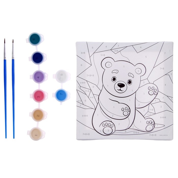 Картина по номерам для детей «Белый мишка»,‎ 15 х 15 см