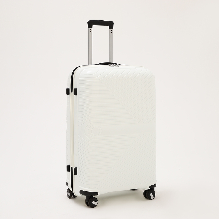 Чемодан большой 100 л (L), отдел на молнии, кодовый замок, 4 колеса, цвет белый Чемодан большой 100 л (L), отдел на молнии, кодовый замок, 4 колеса, цвет белый