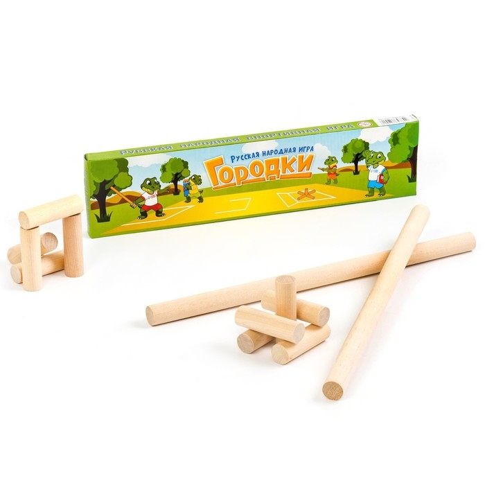 Игра городки   Игра городки  "Время игры. Крокодилы", биты 2 шт 49 х 2.5 см, городки 10 шт 9х2.5 см