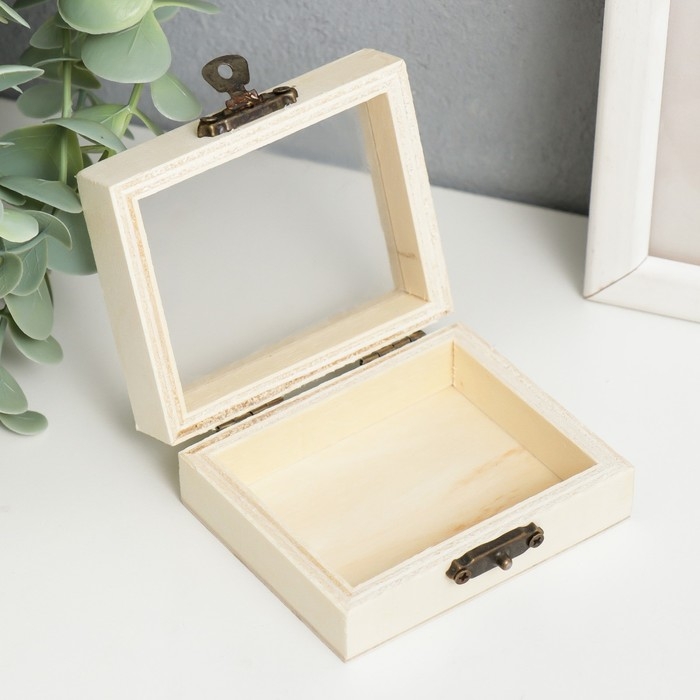 Шкатулка для росписи дерево Шкатулка для росписи дерево "Прямоугольная со стеклом" 2,8х7,7х6,5 см