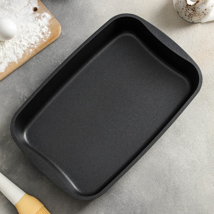 Противень «Традиция», 33,4×22,2×5,5 см, антипригарное покрытие, цвет чёрный Противень «Традиция», 33,4×22,2×5,5 см, антипригарное покрытие, цвет чёрный