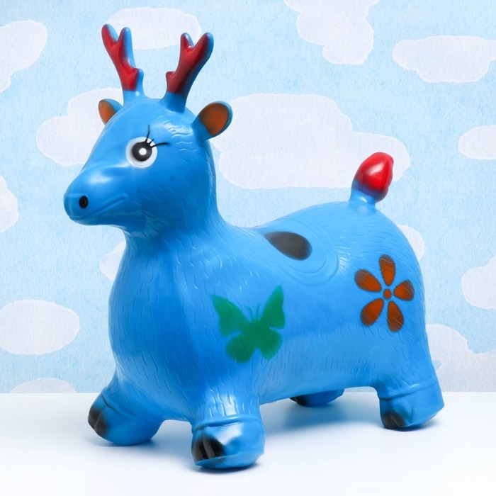 Игрушка - прыгун детская Игрушка - прыгун детская "Олень" резиновая надувная, 50х27см, синий