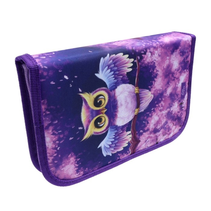 Пенал 3 секции, вкладка внутри, 140 х 210 х 40 мм, тканевый, Calligrata TOP Block Пенал 3 секции, вкладка внутри, 140 х 210 х 40 мм, тканевый, Calligrata TOP Block "Совушка"