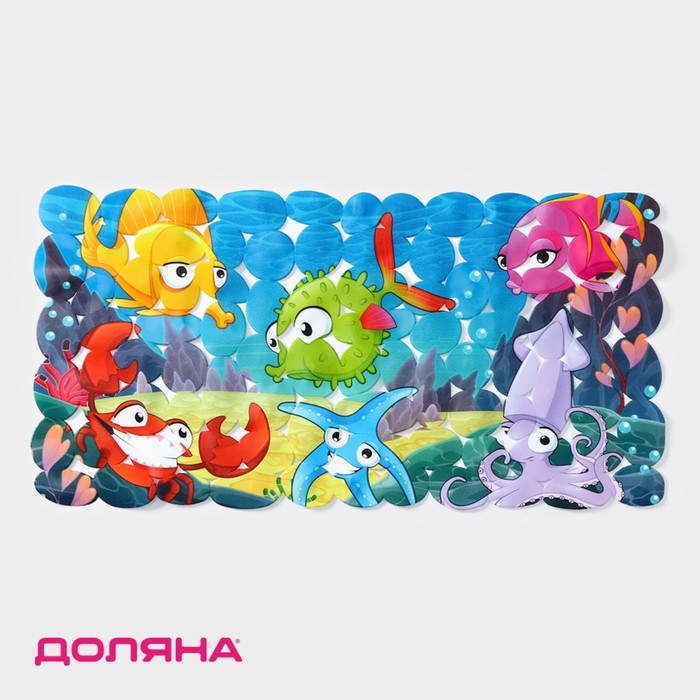 Коврик противоскользящий в ванну на присосках Доляна «Яркие рыбы», 35×68 см Коврик противоскользящий в ванну на присосках Доляна «Яркие рыбы», 35×68 см