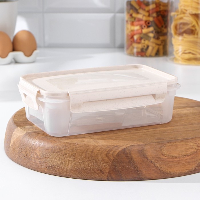 Контейнер пищевой Lock&Ok, 750 мл, 18,6×12,2×5,5 см, цвет прозрачный, крышка бежевая