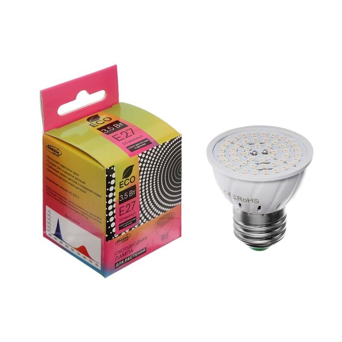 Фитолампа светодиодная Luazon, E27, 3.5 Вт, IP44, 220 В, биколорная Фитолампа светодиодная Luazon, E27, 3.5 Вт, IP44, 220 В, биколорная