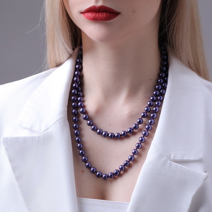 Бусы «Классика» шар №8, цвет фиолетовый, L=140 см