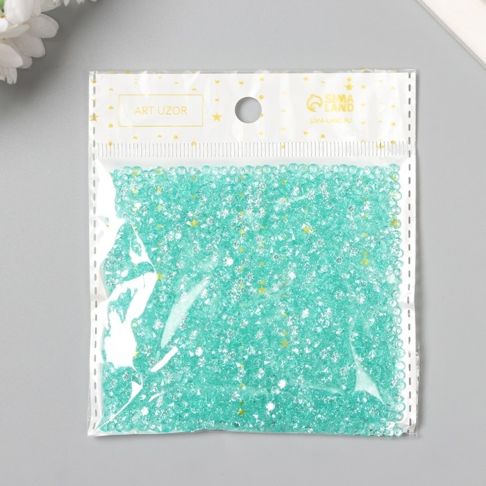 Декор для творчества пластик Декор для творчества пластик "Кристаллы морская волна" набор 20 гр d=0,12 см