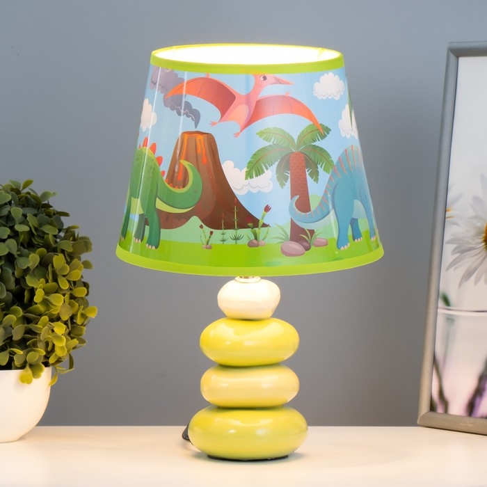 Настольная лампа  Настольная лампа "Динозавры" Е14 15Вт зеленый 20х20х30 см RISALUX