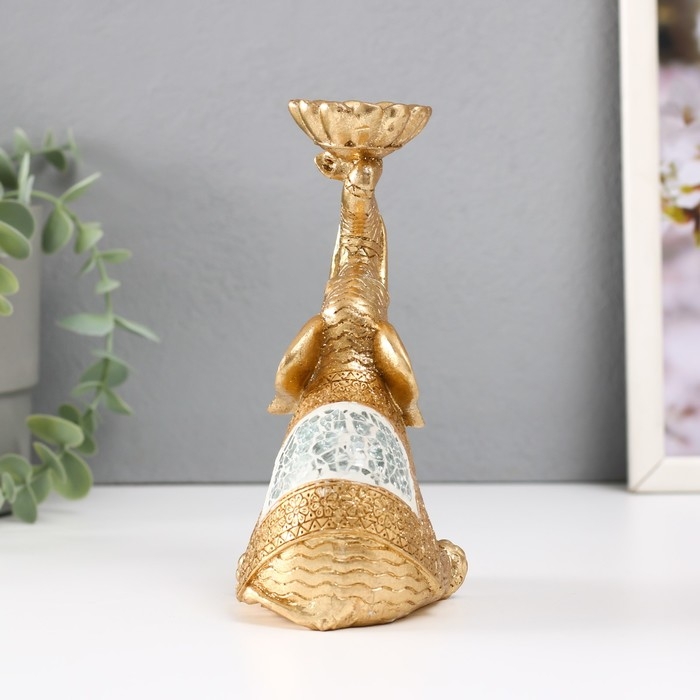 Подсвечник полистоун на 1 свечу Подсвечник полистоун на 1 свечу "Сидячий слоник с хоботом наверх" 7,5х10,5х16,2 см