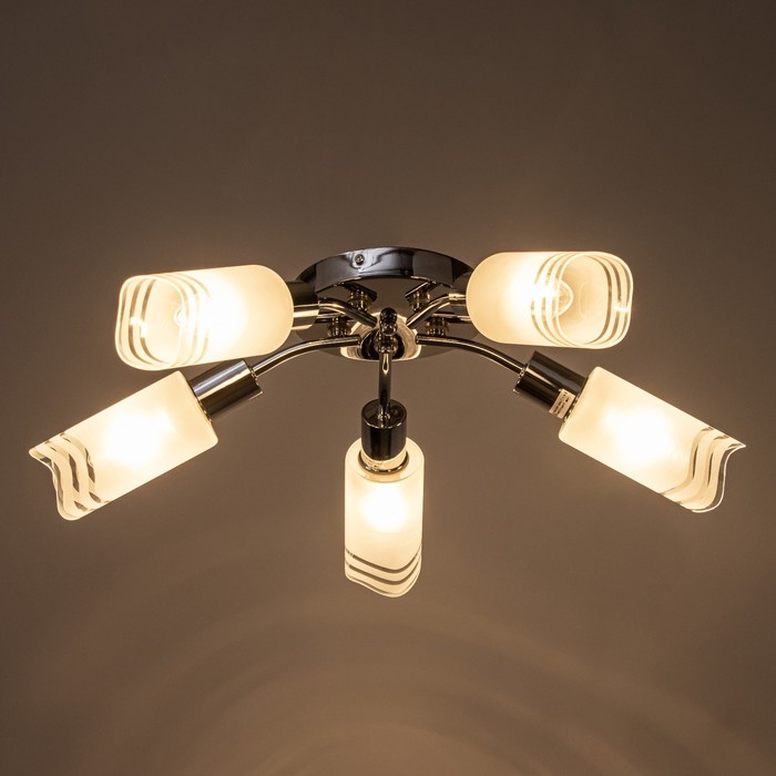 Люстра потолочная Адель 5х40Вт Е14 Хром 52x52x19 см Люстра потолочная Адель 5х40Вт Е14 Хром 52x52x19 см