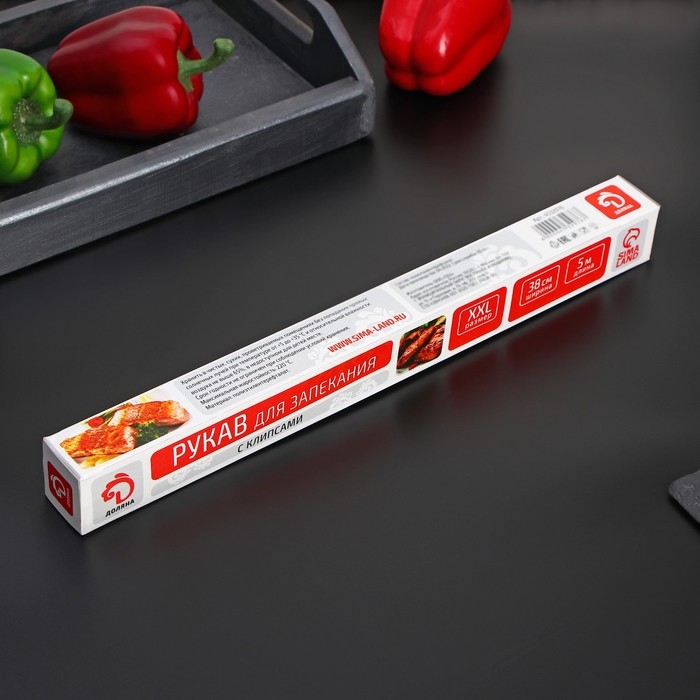 Рукав для запекания Доляна, 38 см×5 м, с клипсами Рукав для запекания Доляна, 38 см×5 м, с клипсами