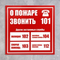 Табличка «СЛУЖБЫ СПАСЕНИЯ» 100×100, клейкая основа