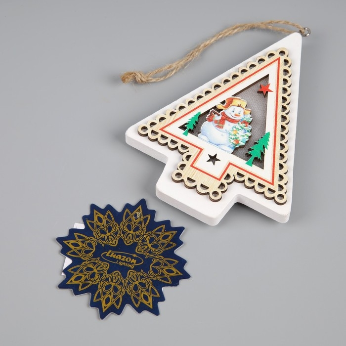 Ёлочная игрушка «Снеговик», от батареек, свечение тёплое белое Ёлочная игрушка «Снеговик», от батареек, свечение тёплое белое