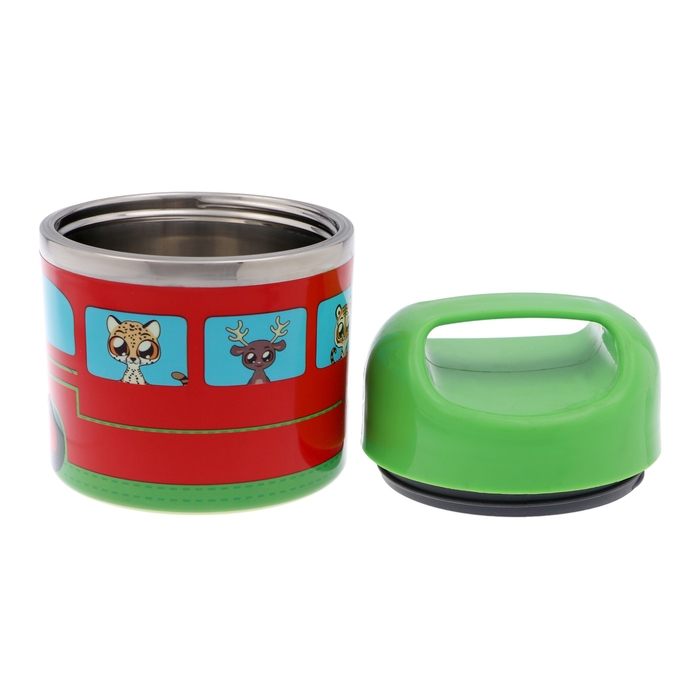 Ланч-бокс Ланч-бокс "В мире зверей", 630 мл, сохраняет тепло 3 ч, 11 х 15 см, зеленый