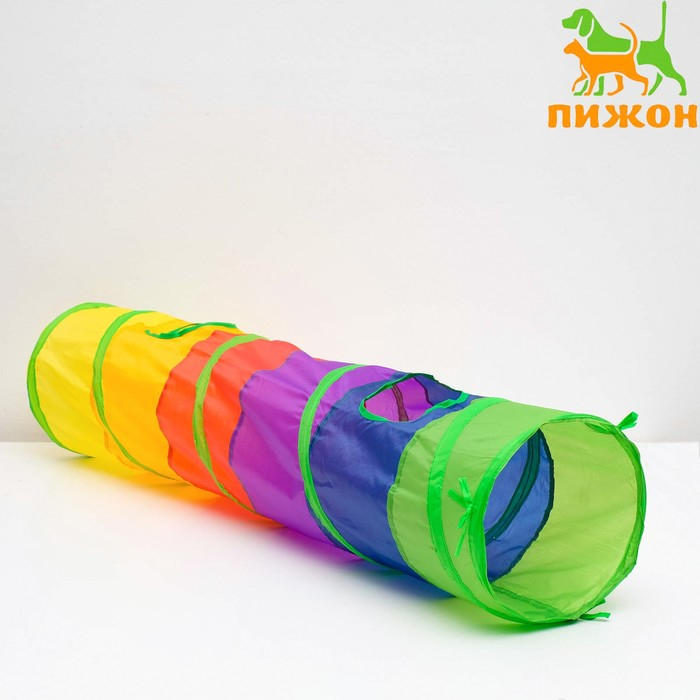 Туннель для кошек с игрушкой, 120 х 25 см, разноцветный Туннель для кошек с игрушкой, 120 х 25 см, разноцветный