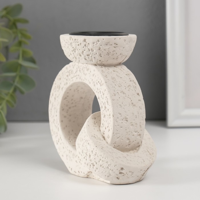 Подсвечник гипс, металл на 1 свечу Подсвечник гипс, металл на 1 свечу "Кольца" d=3,8 см 6х11х11,2 см