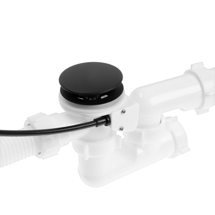 Сифон для ванны  Сифон для ванны "АНИ Пласт" EM321BL, 520 мм, регулируемый, полуавтомат, ручка металл, черный