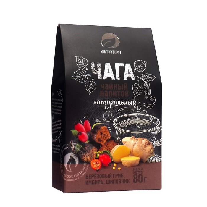 Чайный напиток «Фиточай чага с имбирём и шиповником», 80 г Чайный напиток «Фиточай чага с имбирём и шиповником», 80 г