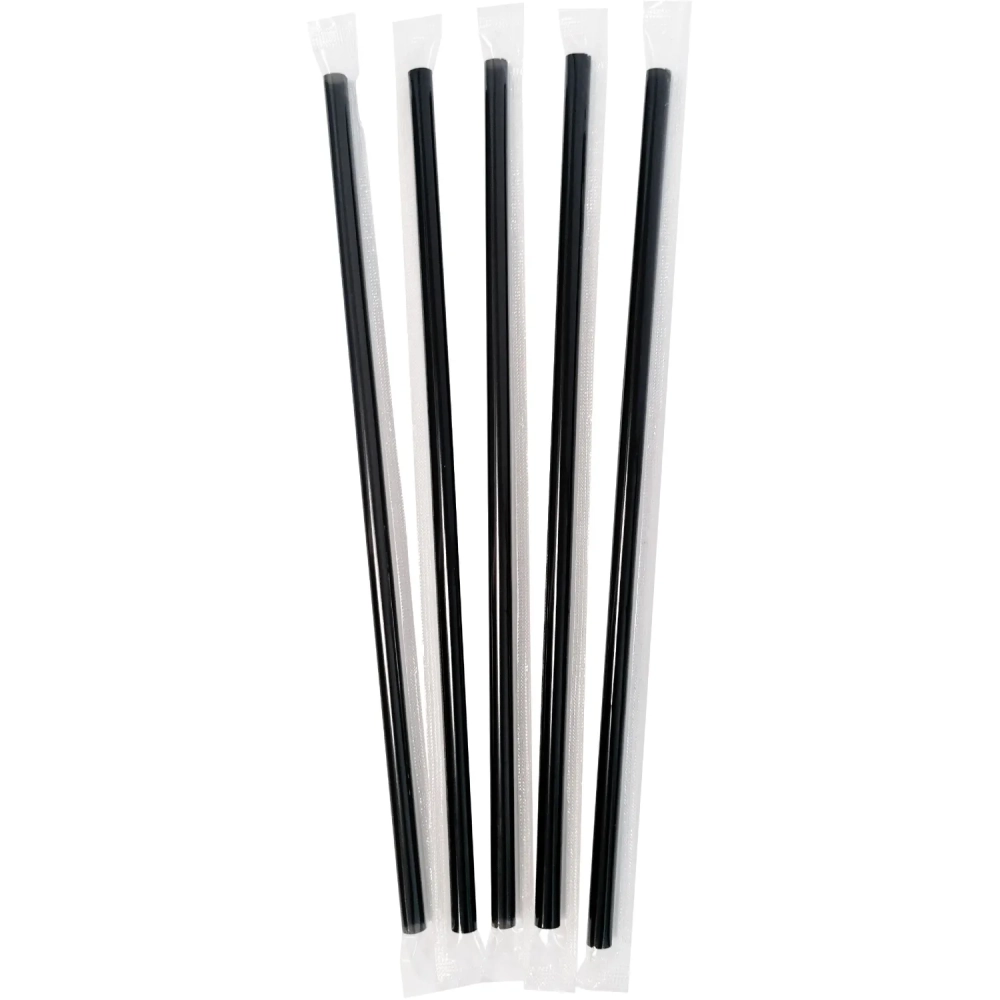 Трубочки для коктейля  210мм d7мм черн прямые в инд уп, 500шт/уп(112297)