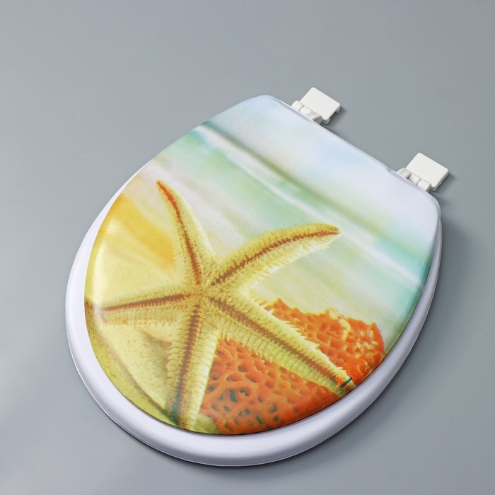 Сиденье для унитаза с крышкой Доляна «Пляж со звездой», 40×37 см, мягкое Сиденье для унитаза с крышкой Доляна «Пляж со звездой», 40×37 см, мягкое