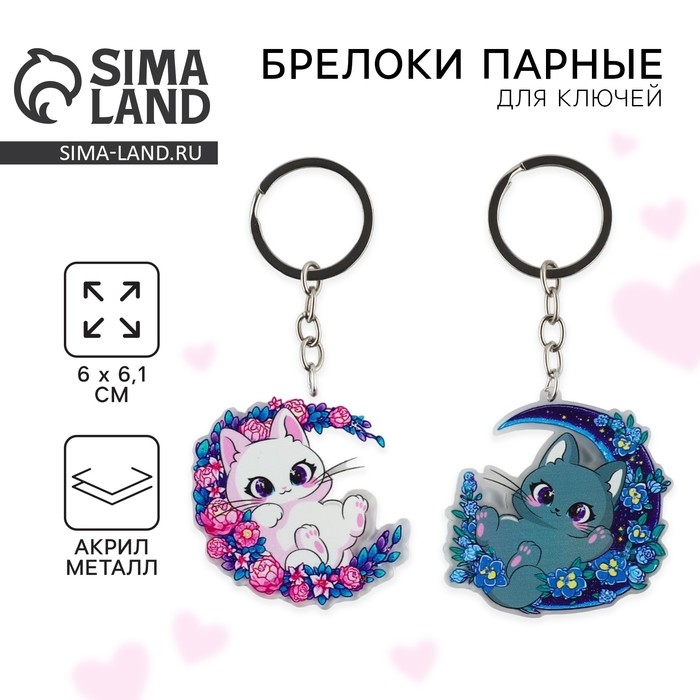 Парные брелоки «Котики» набор, 2 шт.
