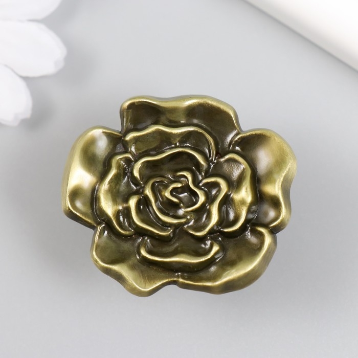 Ручка для шкатулки металл Ручка для шкатулки металл "Пион" бронза 3,9х4,4х2,5 см