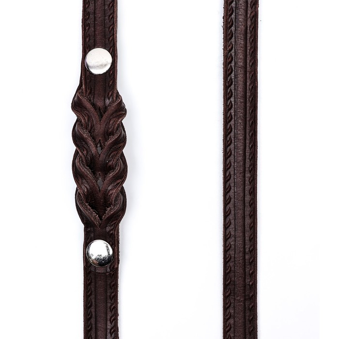 Поводок кожаный однослойный тиснёный, удлиненный,  2 м х 1,6 см  коричневый Поводок кожаный однослойный тиснёный, удлиненный,  2 м х 1,6 см  коричневый