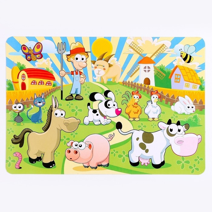 Трафарет для малышей «Весёлая ферма» с раскраской Трафарет для малышей «Весёлая ферма» с раскраской