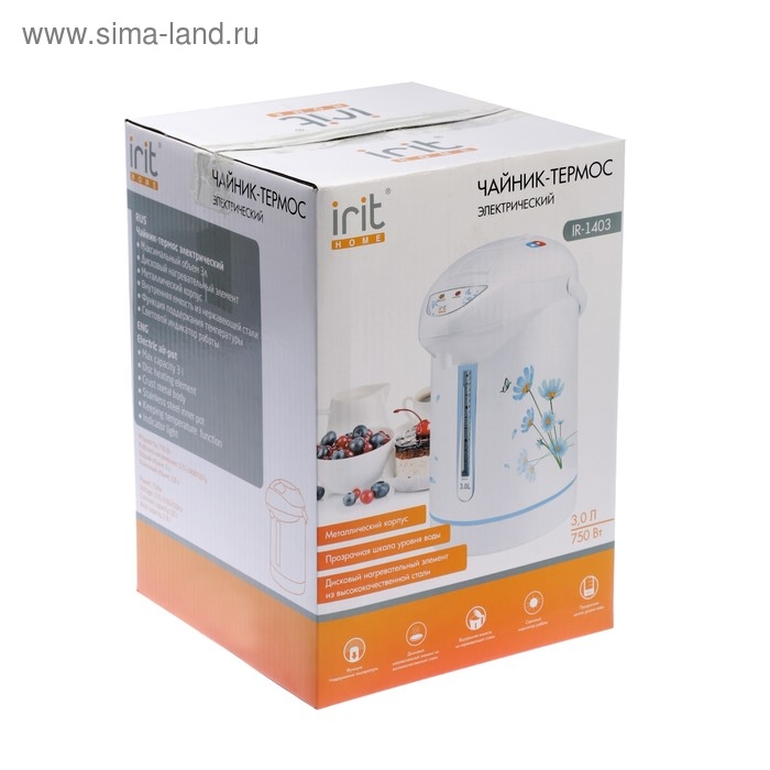 Термопот Irit IR-1403, 3 л, 750 Вт, рисунок  Термопот Irit IR-1403, 3 л, 750 Вт, рисунок "ромашки"