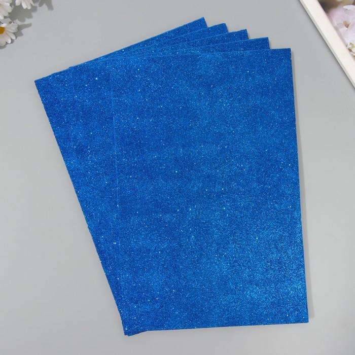 Набор глиттерного фоамирана (5 листов) 2 мм, 20х30 см, синий Набор глиттерного фоамирана (5 листов) 2 мм, 20х30 см, синий