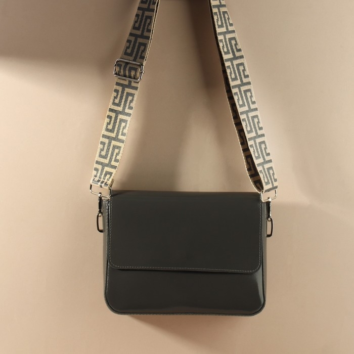 Ручка для сумки «Орнамент греческий», стропа, с карабинами, 139 ± 3 × 3,8 см, цвет серо-молочный Ручка для сумки «Орнамент греческий», стропа, с карабинами, 139 ± 3 × 3,8 см, цвет серо-молочный