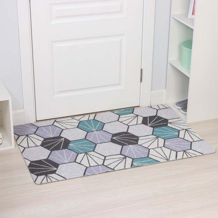 Коврик придверный грязезащитный Доляна «Грани», 80×120 см, цвет серо-зелёный Коврик придверный грязезащитный Доляна «Грани», 80×120 см, цвет серо-зелёный