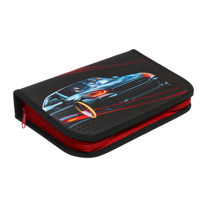 Пенал 1 секция 140 х 210 х 40 мм, откидной карман и косметичка, тканевый, Calligrata TOP Content Пенал 1 секция 140 х 210 х 40 мм, откидной карман и косметичка, тканевый, Calligrata TOP Content "Крутая тачка"