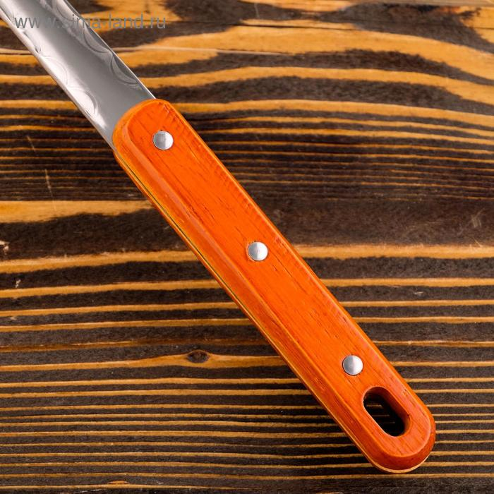 Шумовка для казана узбекская 43см, диаметр 16см, с деревянной ручкой Шумовка для казана узбекская 43см, диаметр 16см, с деревянной ручкой