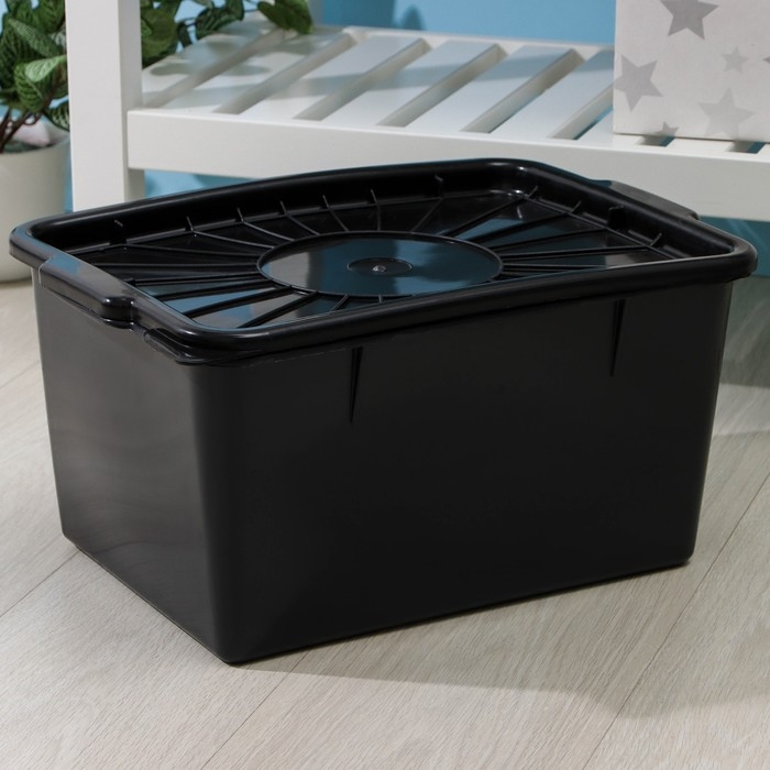 Контейнер для хранения с герметичной крышкой, 18 л, 36,5×26×25 см, цвет чёрный Контейнер для хранения с герметичной крышкой, 18 л, 36,5×26×25 см, цвет чёрный