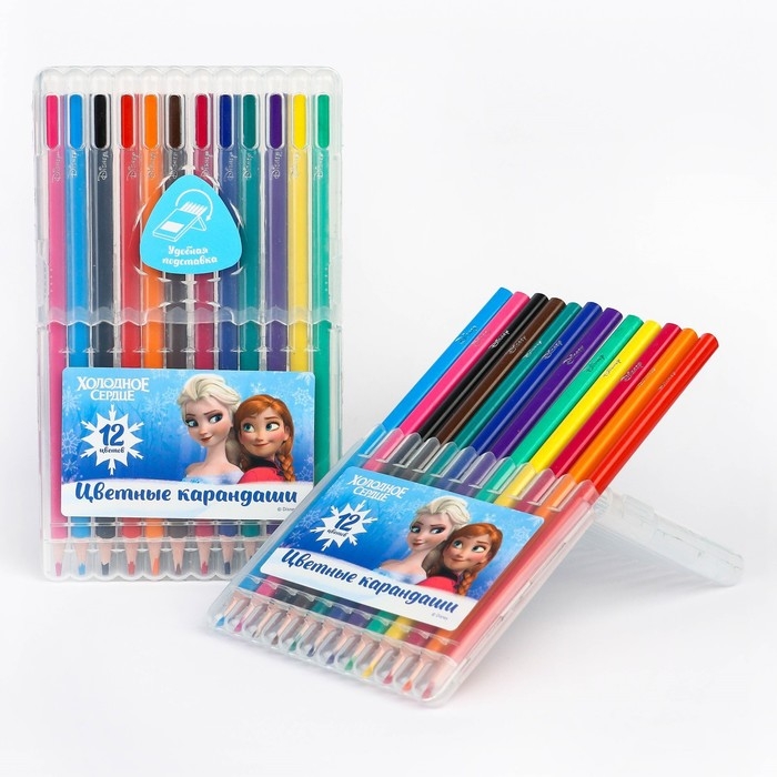 Цветные карандаши, 12 цветов, трехгранные, Холодное сердце Цветные карандаши, 12 цветов, трехгранные, Холодное сердце