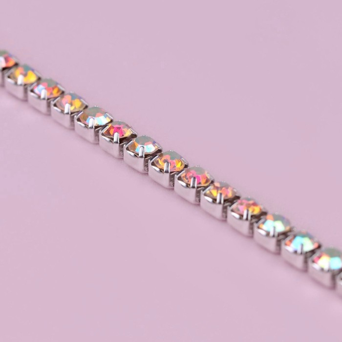 Цепь со стразами, с голографией, металл, стекло, 3,5 мм, 9 ± 1 м, цвет серебряный Цепь со стразами, с голографией, металл, стекло, 3,5 мм, 9 ± 1 м, цвет серебряный