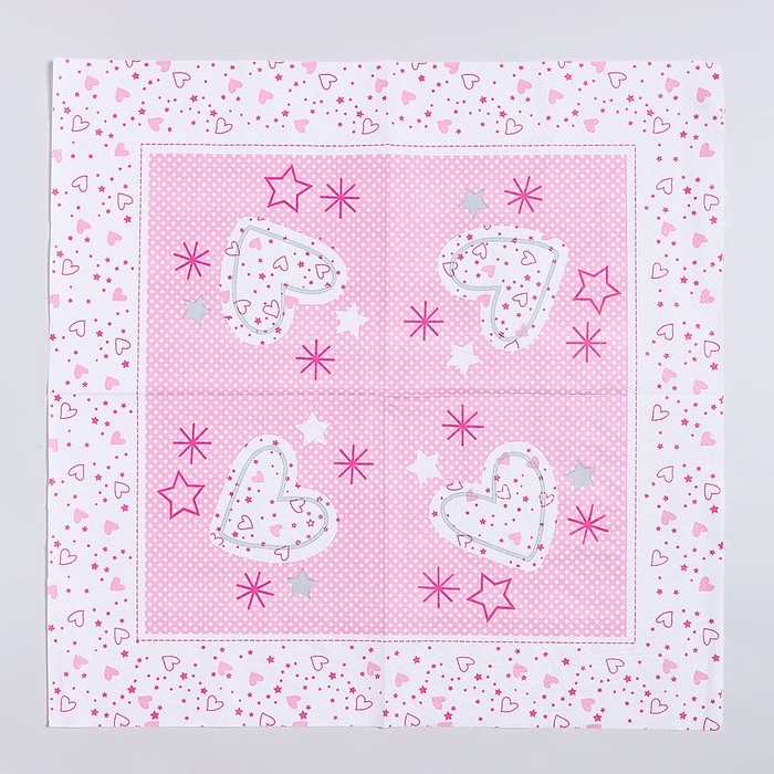 Салфетки бумажные «Волшебные сердечки», 33х33 см, набор 20 шт Салфетки бумажные «Волшебные сердечки», 33х33 см, набор 20 шт