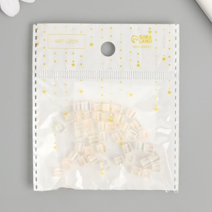 Бисер стекло 6/0  Бисер стекло 6/0 "Кубик. Прозрачный перламутр" 10 гр