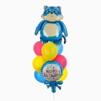 Набор шаров «Happy Birthday. Синий тигрёнок», латекс, фольга, 10 шт.