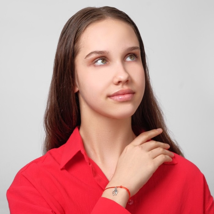 Браслет-оберег «Красная нить» привлечение удачи и счастья, цвет чернёное серебро, L=20 см