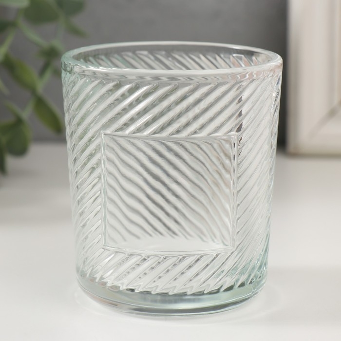 Банка для свечей стекло Банка для свечей стекло "Наклонные линии" прозрачная 200 мл 7,5х7,5х8,2 см