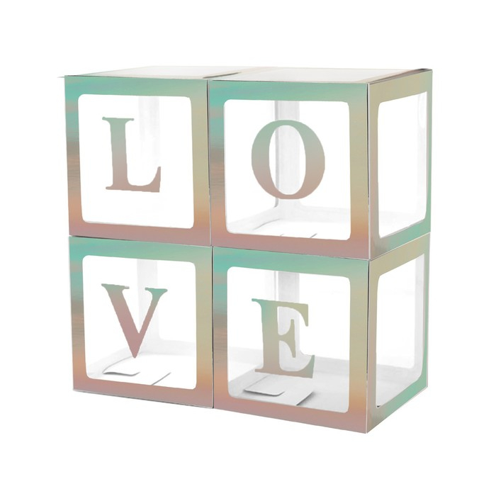Набор коробок для воздушных шаров Love, перламутр, 30х30х30 см, 4 шт. Набор коробок для воздушных шаров Love, перламутр, 30х30х30 см, 4 шт.