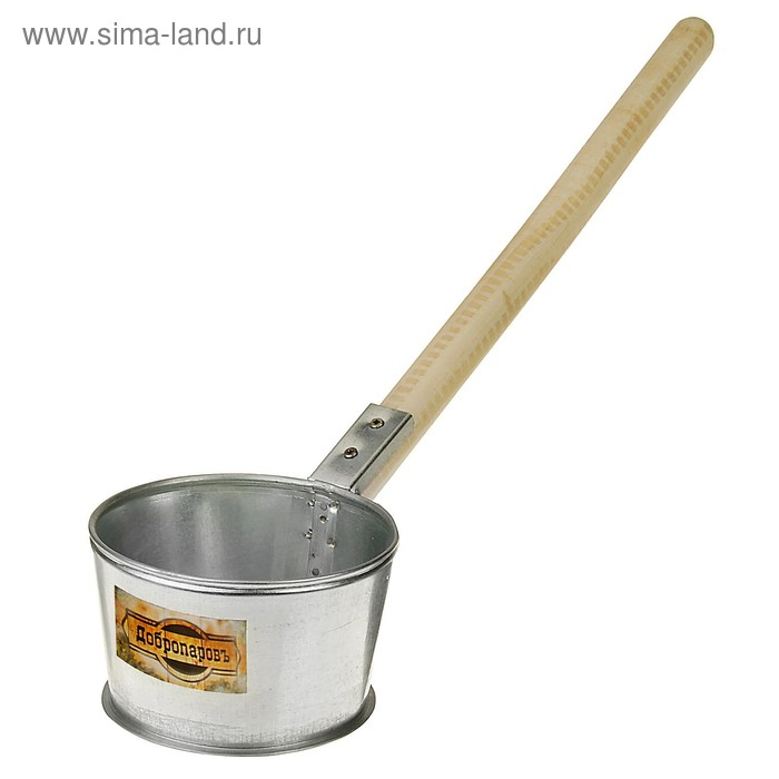 Ковш для бани из оцинкованной стали, 0.7л, 50 см, с деревянной ручкой, Ковш для бани из оцинкованной стали, 0.7л, 50 см, с деревянной ручкой, "Добропаровъ"